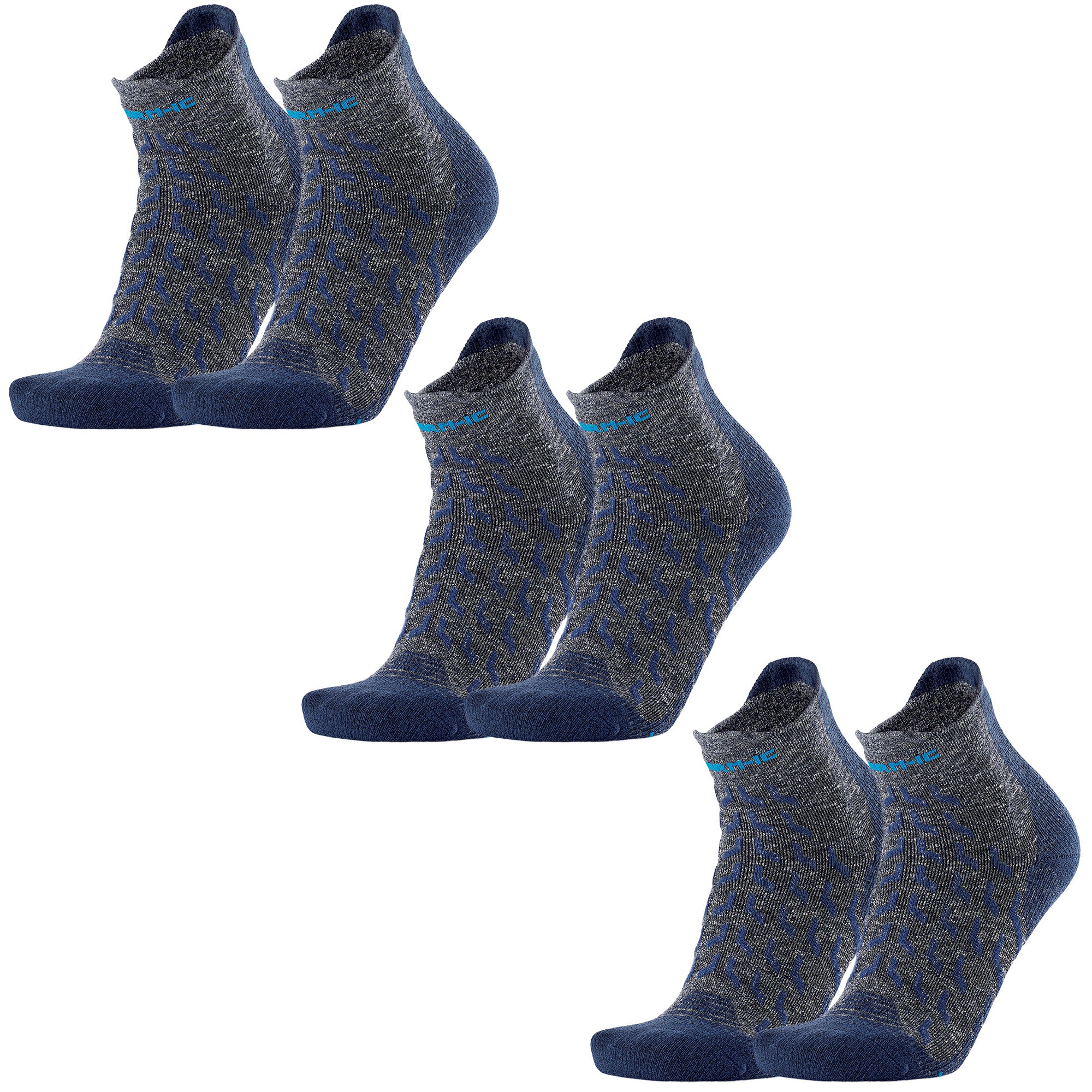 3er-Pack – Wandersocken – Trekking Ultracool Linen Ankle Unisex grau/marineblau