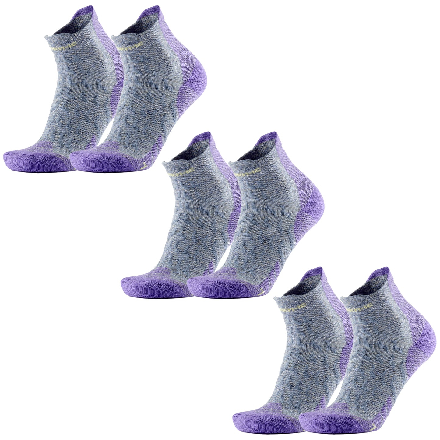 Lote de 3 pares - Calcetines de senderismo - Trekking Ultracool Linen Ankle mujer gris/morado