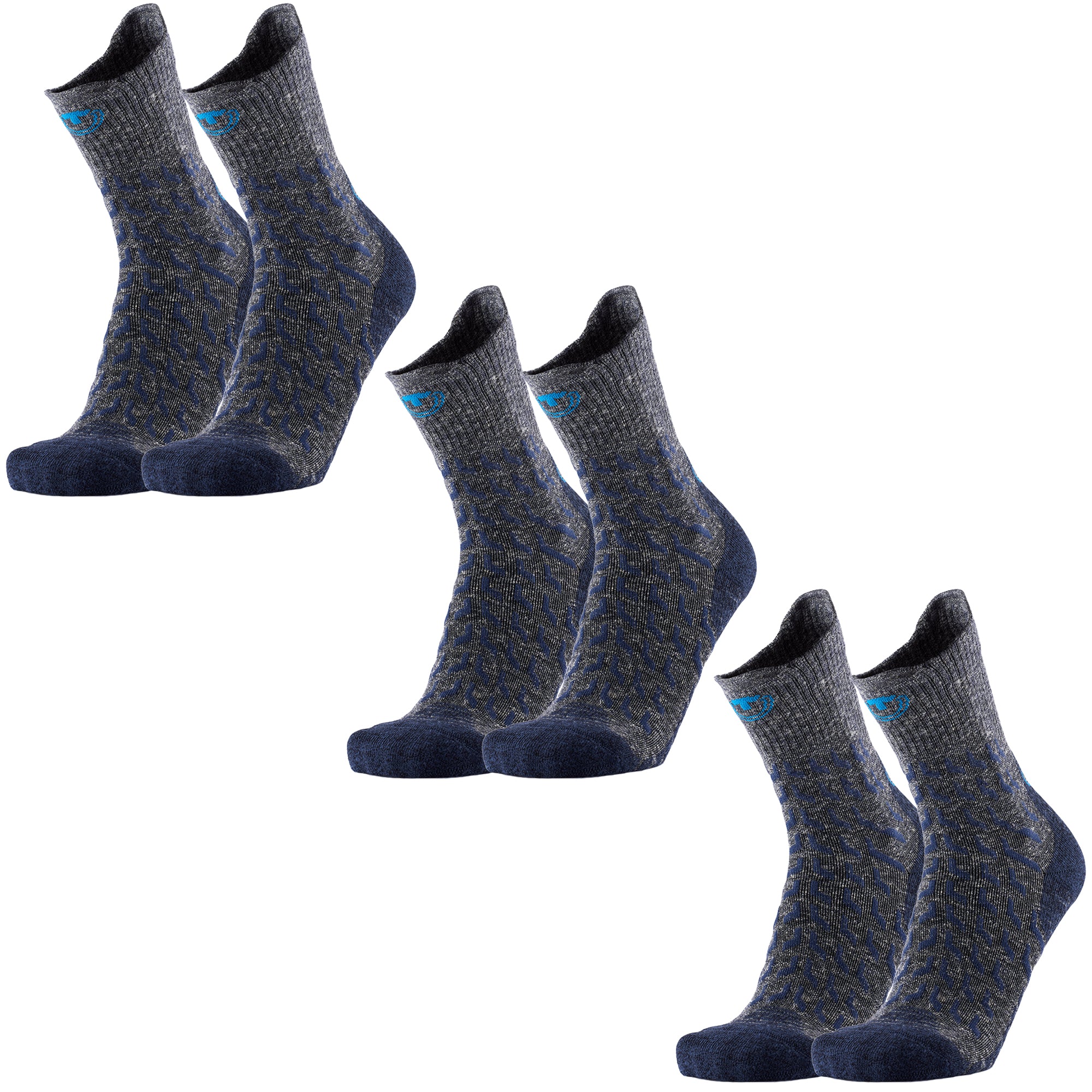 3er-Pack – Wandersocken – Trekking Ultracool Linen Crew Unisex grau/marineblau