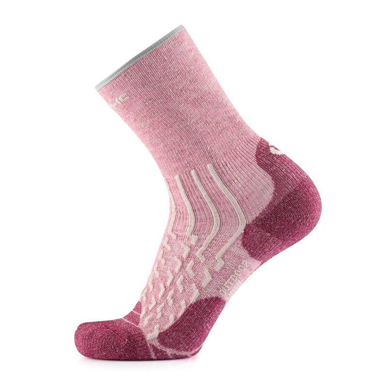 Wandersocken – Outdoor Light Linen Crew Damen Pastellrosa/Erdbeerrot