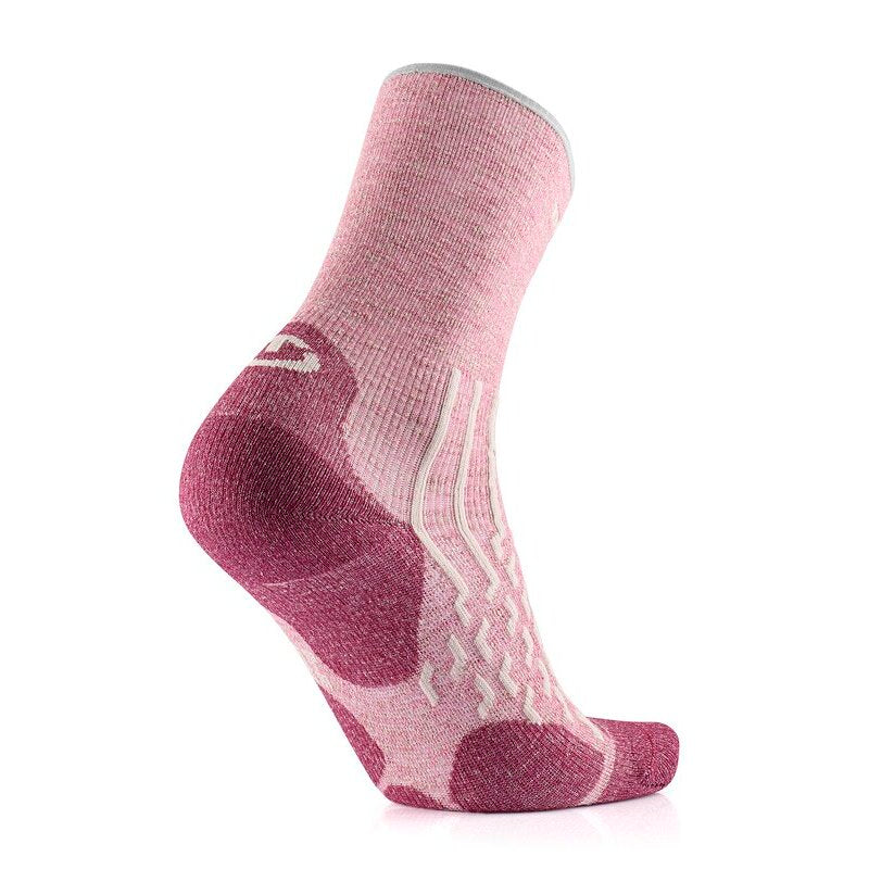 Wandersocken – Outdoor Light Linen Crew Damen Pastellrosa/Erdbeerrot