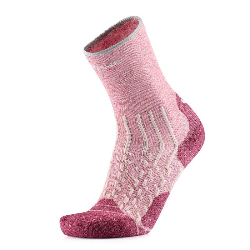 Wandersocken – Outdoor Light Linen Crew Damen Pastellrosa/Erdbeerrot