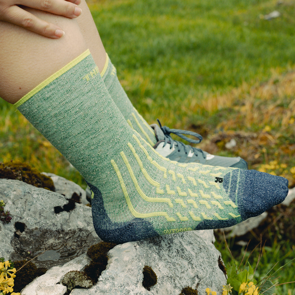 Hiking Socks - Outdoor Light Linen Crew Lime/Navy