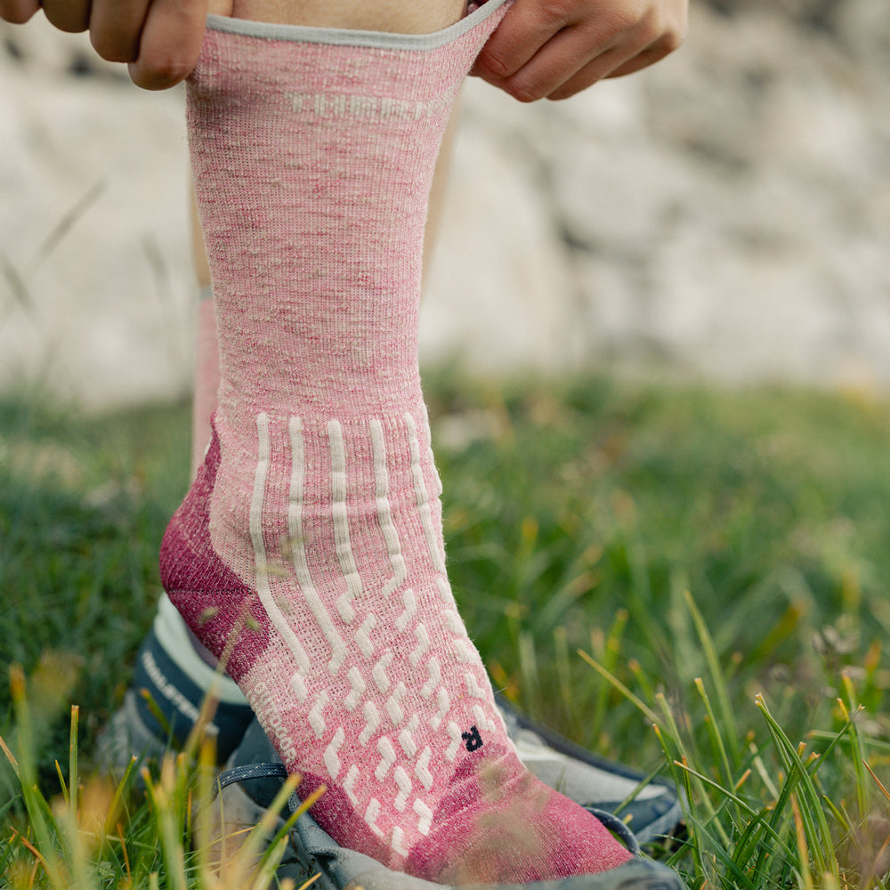 Calcetines de senderismo - Outdoor Light Linen Crew mujer rosa pastel/fresa